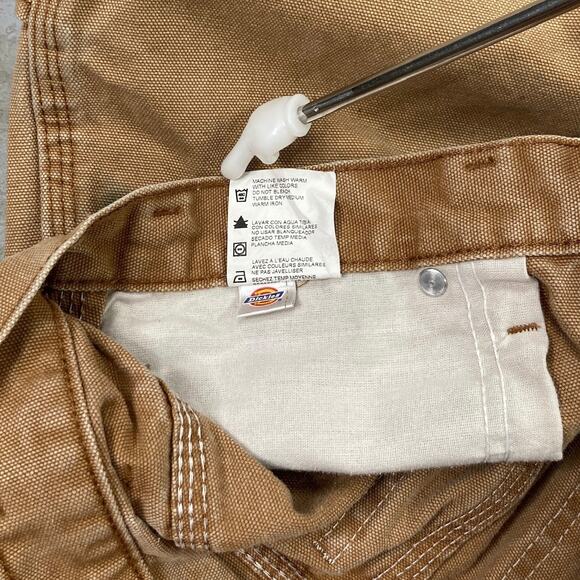 Vintage Dickies Carpenter Pants Tan Canvas Baggy Wide Leg Fit Dungarees 90s - Picture 5 of 15
